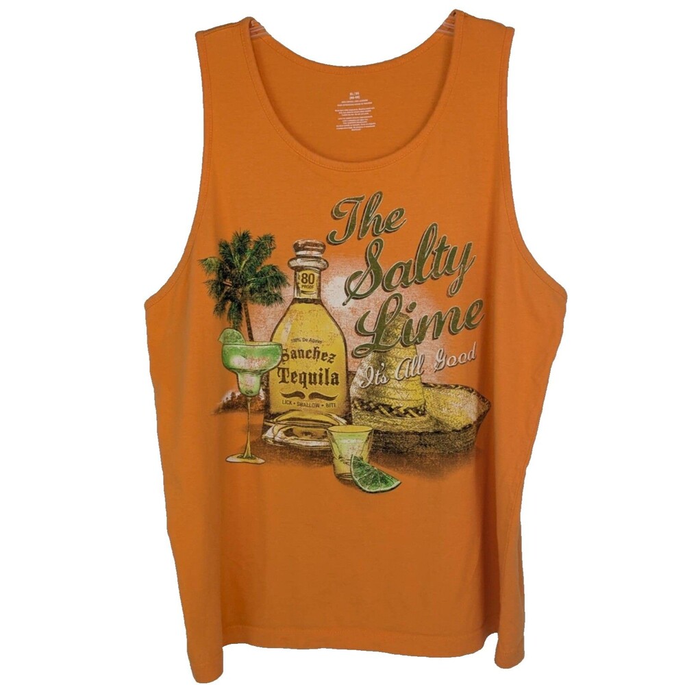 Sanchez Tequila Lick Swallow Bite Orange XL Tank Top 46-48